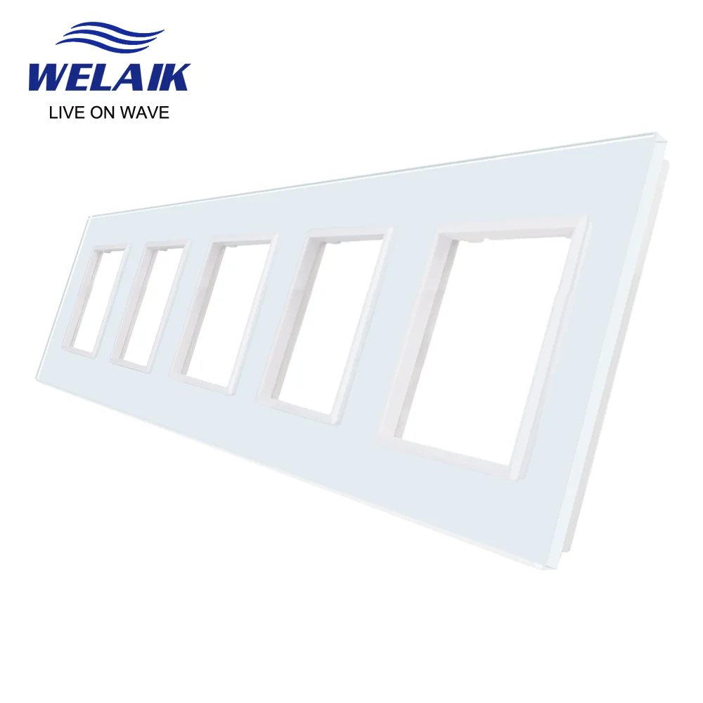 EU 5Frame 364*80mm Wall Socket Outlet Square Hole Crystal Tempered Glass Panel Only DIY Parts A58W1 smart wall switch wall touch switch socket light switch cover switch glass panel