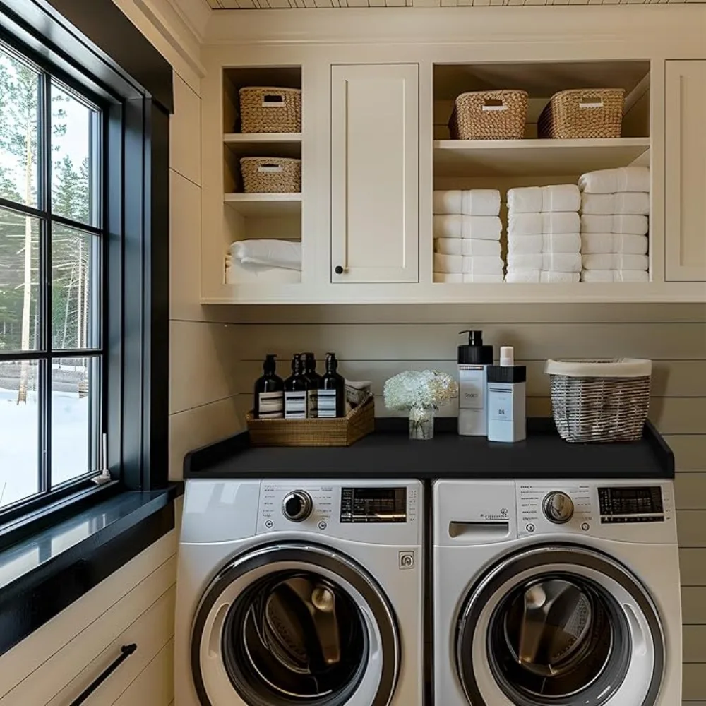 Washer Dryer Countertop Melamine Countertop with Edge Rails - 27.5" Depth X 54" Width Laundry Room Organization 6