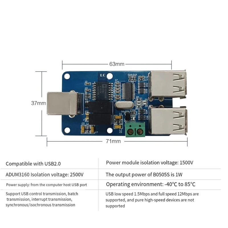 ADUM4160 USB Audio Signal Isolator 1500V 4XUSB Digital Signal Audio Power Isolator