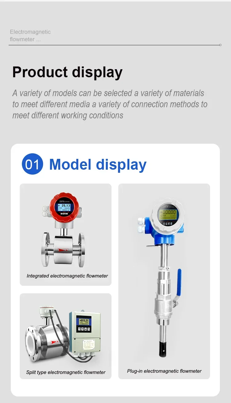 Wastewater Seawater Acid High accuracy Milk Magnetic Flowmeter Digital Water Ele