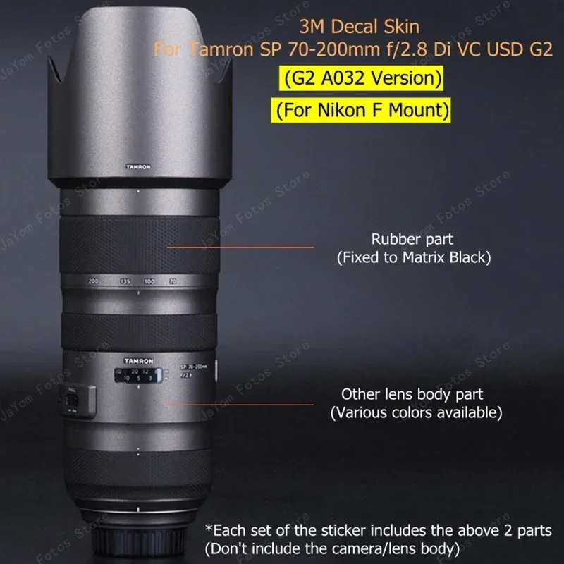 Tamron 70-200mm F2.8 G2 A025 için Nikon F dağı çıkartma kaplama