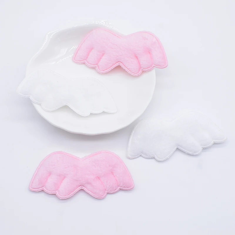 10pcs 6*2,8 cm gepolsterte doppelseitige pelzige Engels flügel applikation für DIY Kleidung Hut Kopf bedeckung Spielzeug Dekor Zubehör Näh patches