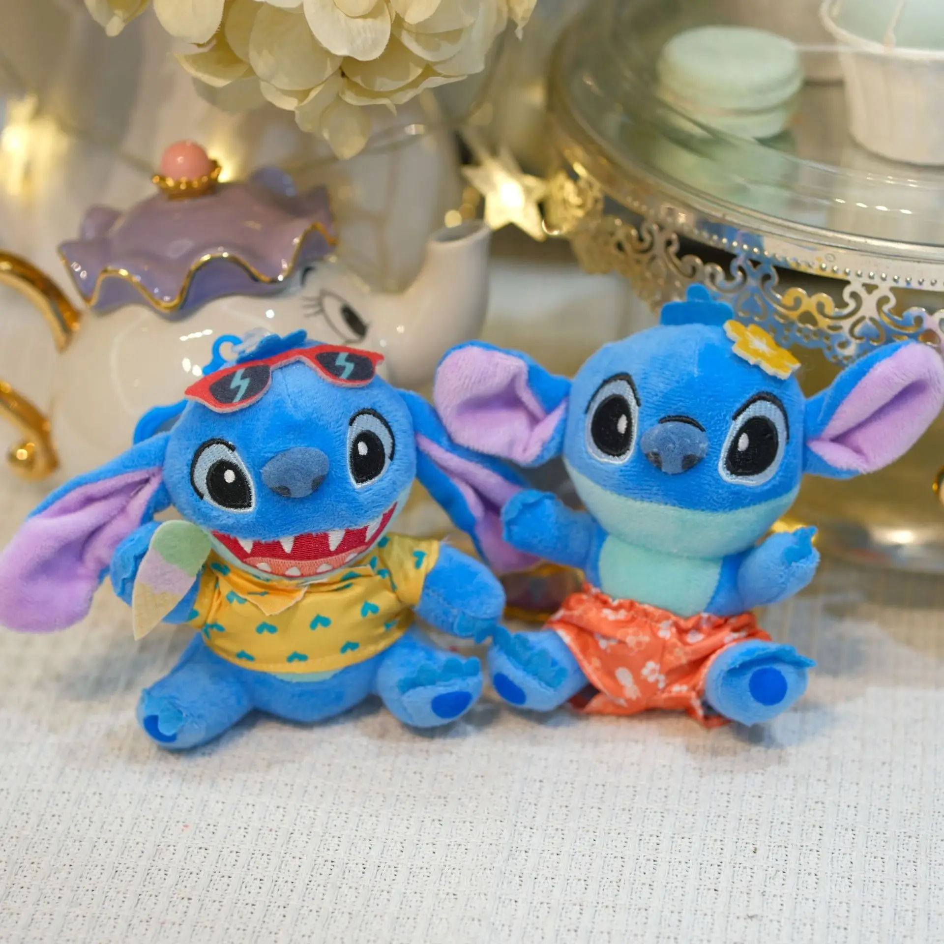 Wholesale 24pcs/lot 4inch hot new styles anime Lilo Stitch Plush keryring Stuffed doll toy keychain gifts 4