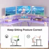 Gaming Desk 50.4” with LED Light & Power Outlets, L-Shaped Gaming Desk  with Monitor Stand, Ergonomic Gamer Table, Purple 5