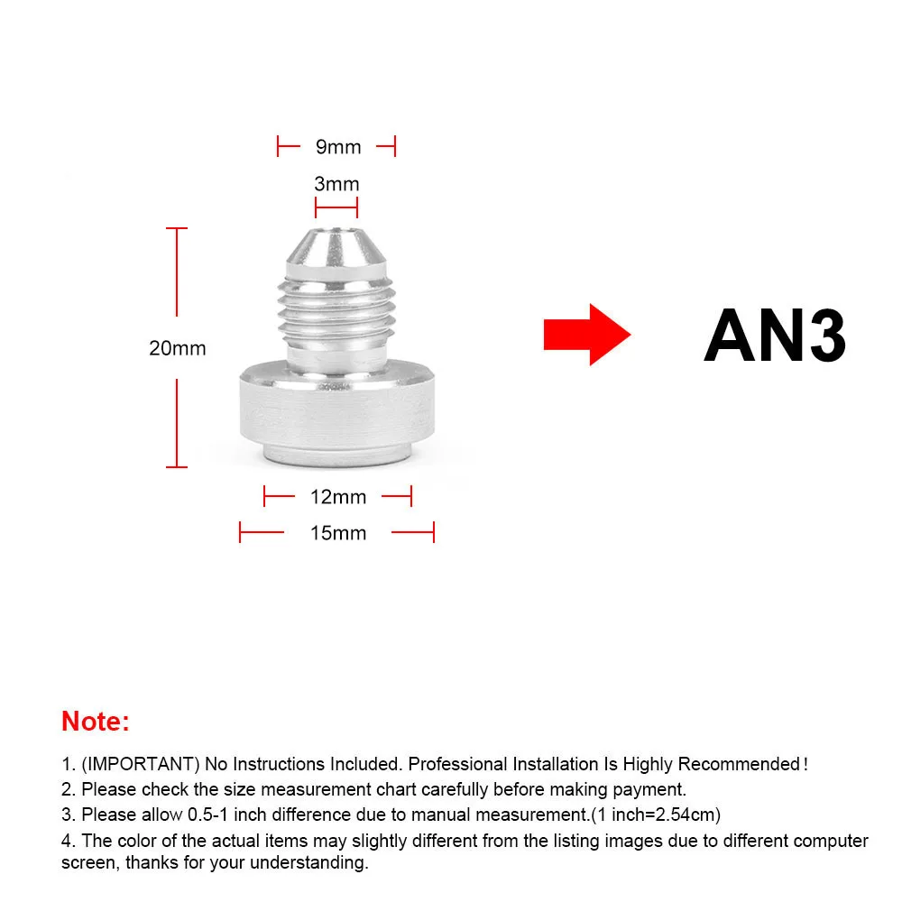 1PCS Aluminum Nitrous Hose Fitting AN6 AN8 AN10 AN12 AN16 AN20 Male Billet Straight Male Weld Fitting Adapter Weld Bung