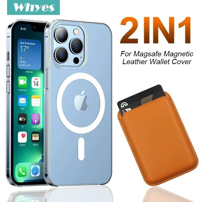 Magnetyczny skórzany klips na kartę Magsafe do iPhone'a 15 14 13 12 Pro Max Plus 13 Mini magnetyczne etui na kartę Pokrowiec na telefon Akcesoria - AliExpress 202192403