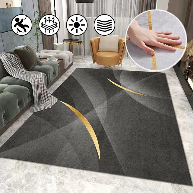 Alfombra nórdica dorada y gris para decoración del hogar, tapete grueso  para dormitorio, diseño moderno, para sala de estudio - AliExpress