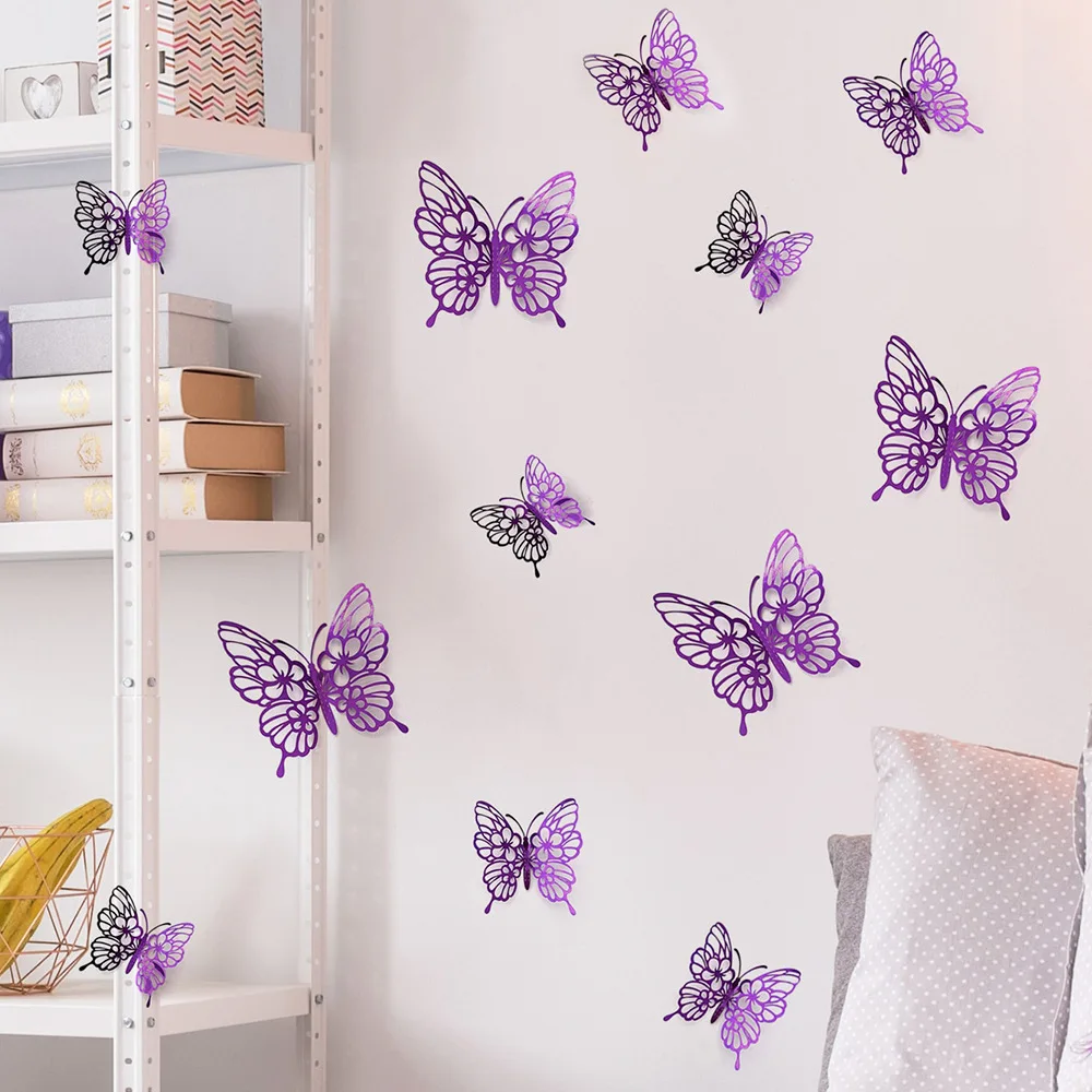 Elegant Gold 3D Butterfly Wall Stickers for Wedding and Home Decor (Set of 12)