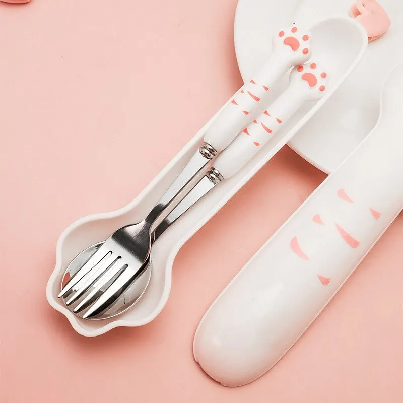 Stainless Steel Spoon and Fork Set with Storage Box for Adults Kids School cutlery set,western style cutlery set,picnic cutlery set,stainless steel cutlery set,picnic tableware,camping cutlery set,tableware storage box
