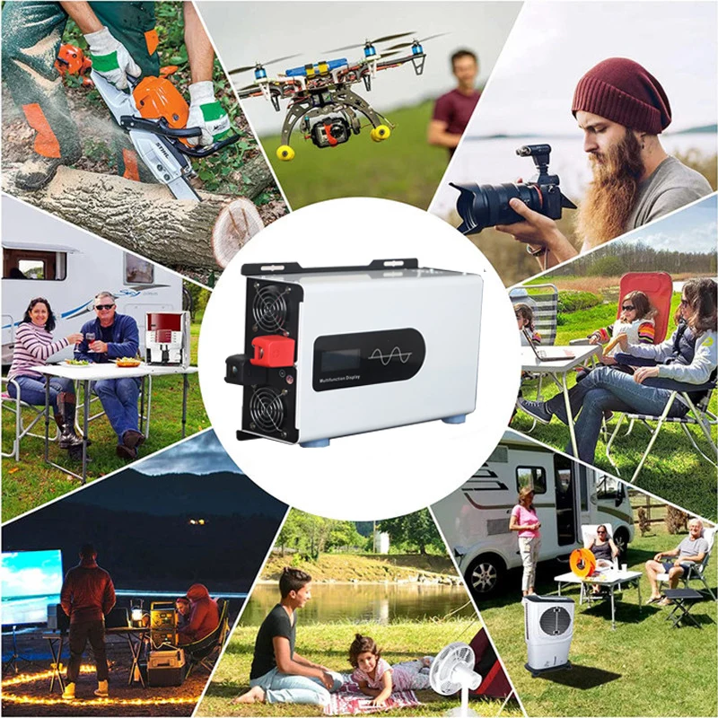 Inverter 6000W 5000W 12V 24V 48V 60V 72V DC a 220V AC Onda Pura 50HZ Convertitore di Frequenza con Display Intelligente - immagine 3