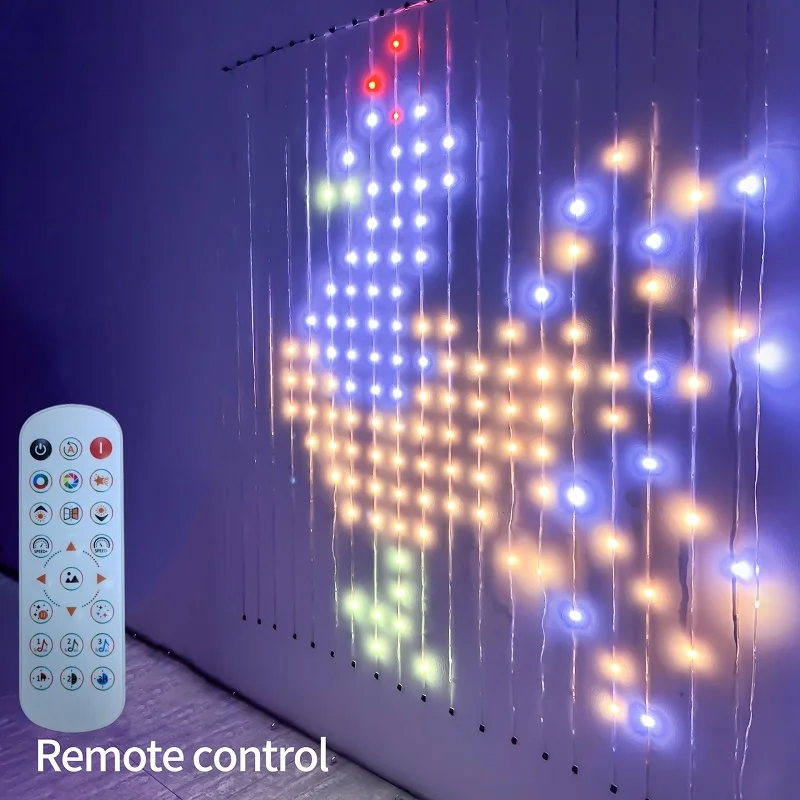 Smart Light String Led Curtain Lamp Bluetooth App Music Sync DIY Picture Display Text String for Festival Party Proposal Atmosp