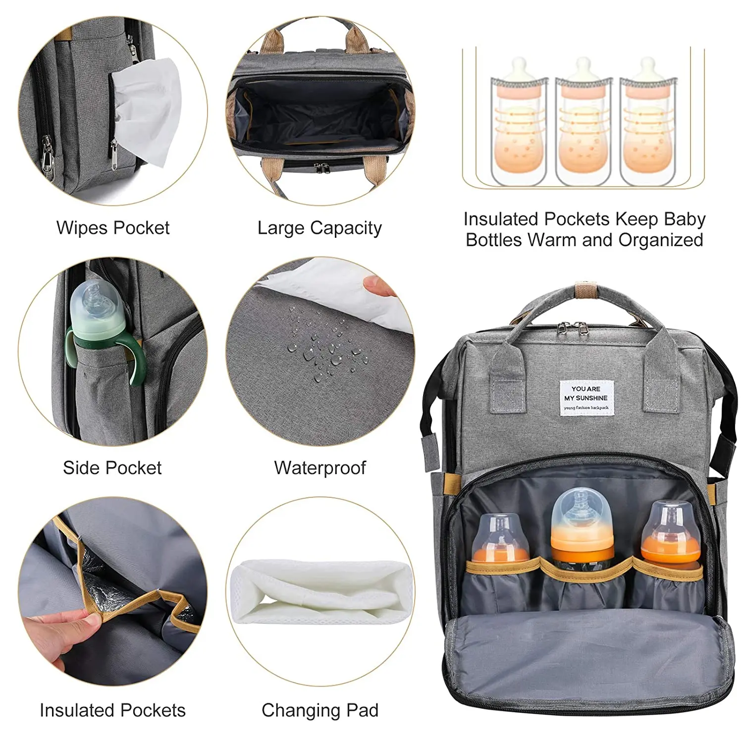 Convertible Diaper Bag Backpack with Portable Changing Station