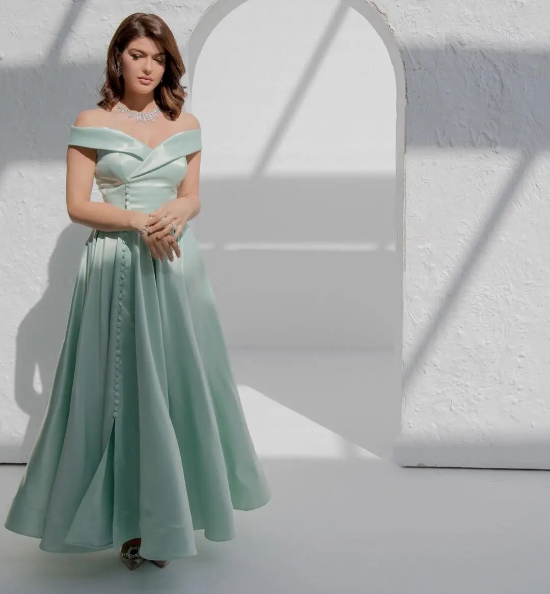 

Mint Green Summer New Prom Dresses For Women 2023 Sleeveless Off Shoulder A-Line Elegant Formal Dresses Robes De платье вечернeе