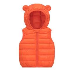 Cozy Kids' Hooded Down Vest - Toddler Winter Waecoat for Boys & Girls, Ages 1-6 (Orange)