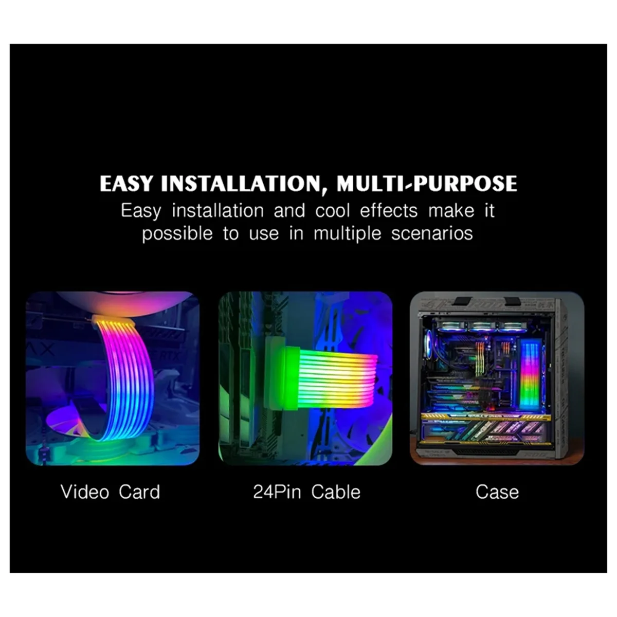 M07K RGB LED Strip ARGB Sync Board for Computer Power Supply ATX 24PIN GPU Graphics Card 8Pin Cable Case X8