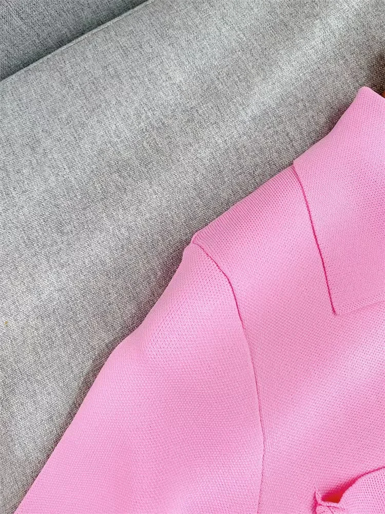 

Spring Autumn New MAJ* French Elegant Pink Dress Women POLO Neck Slim Knitted Dresses Ladies Casual Mini Skirt A-line Robe