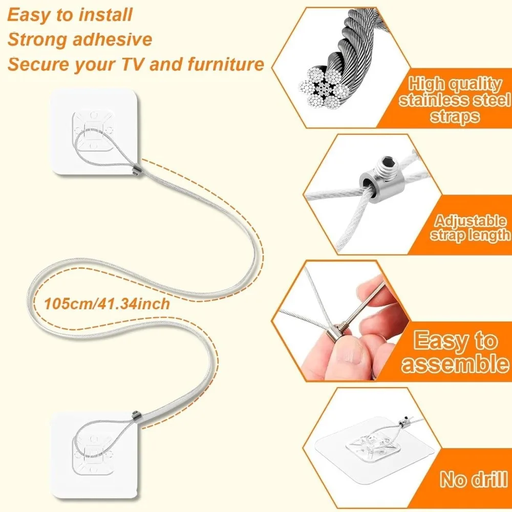  넘어짐 방지 TV 안전 스트랩 프리미엄 어린이 보호용 가구 고정 키트 안전하고 조절 가능
