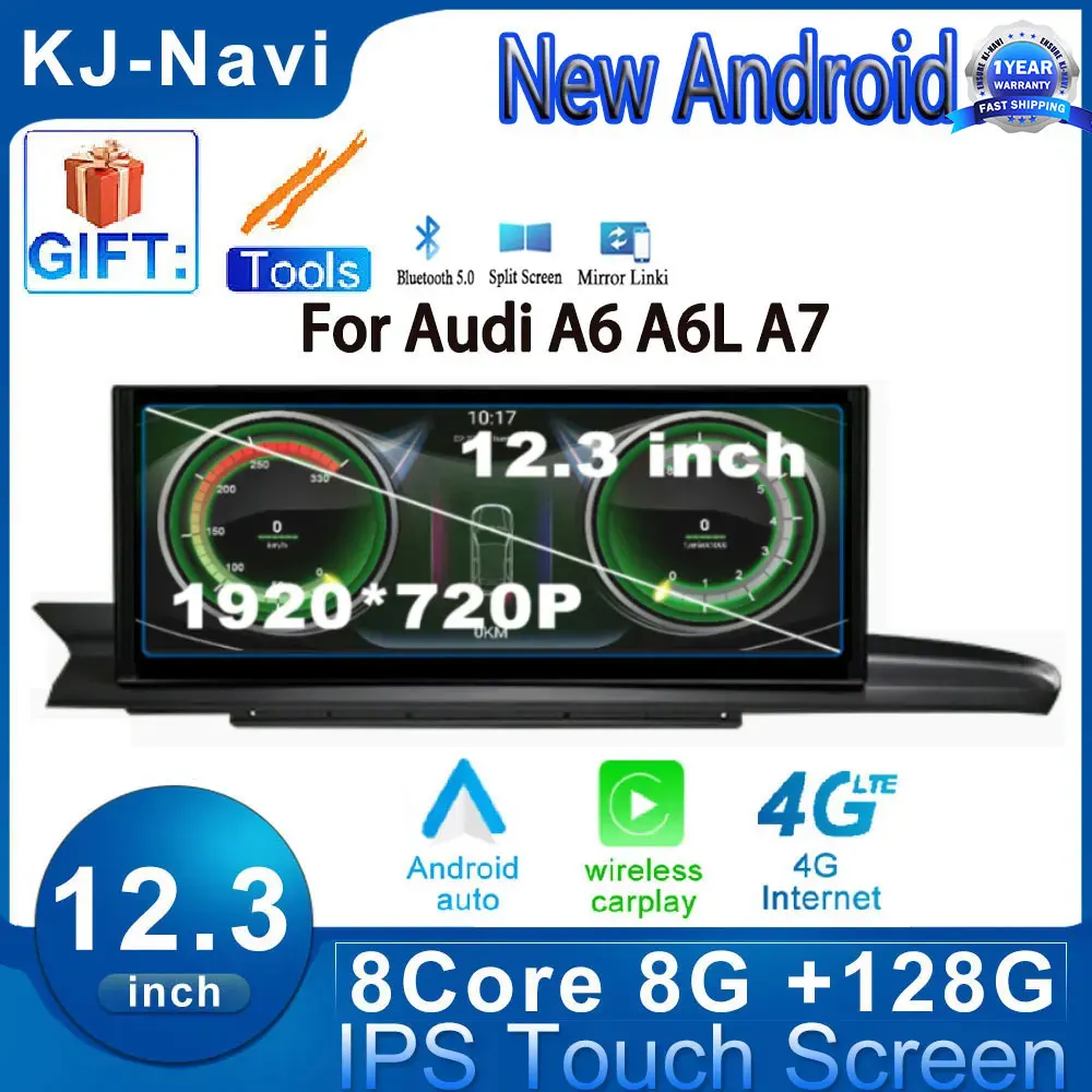 

For Audi A6 A6L A7 2012-2019 Android 14 Touch Screen Car Carplay Stereo Radio Auto Monitors Multimedia GPS Navigation 12.3 Inch