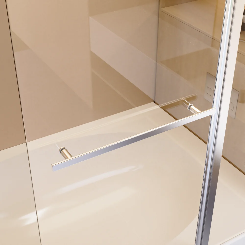 43 in.  W * 58 in.  H Frameless Folding Shower Doors for Bathtub, 1/4" (6mm) Thick SGCC Tempered Glass Door 2
