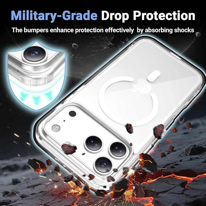 Premium Shockproof Transparent Acrylic Phone Case with MagSafe Compatibility