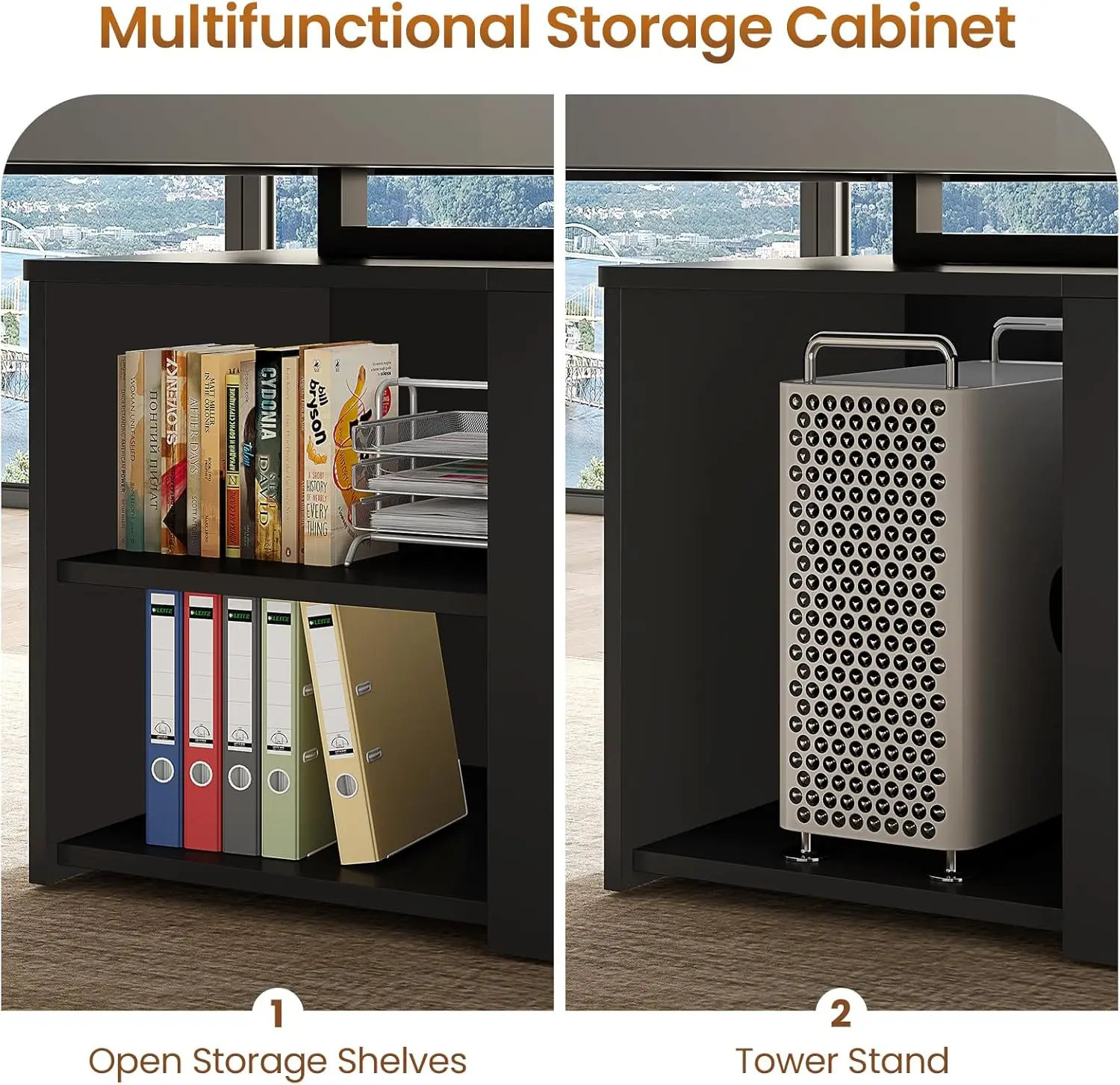 70.9" Executive Desk, Large Computer Desk with Drawers and Lateral File Cabinet, Office Desk with Removable Shelves