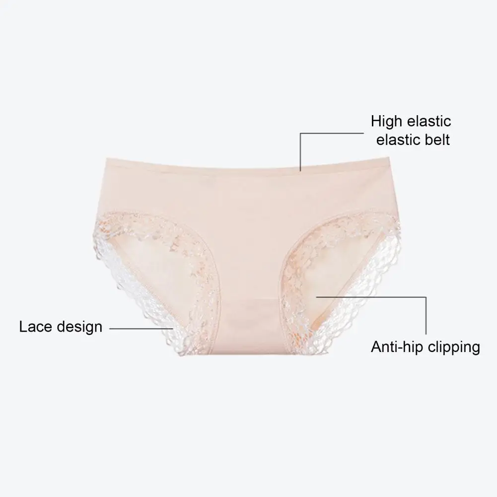 

Tight Fit Lace Panties Breathable Lace Undergarments Seamless Lace Women's Underpants with Moisture-wicking Mid for Comfort