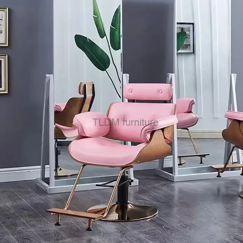 Barbershop Sedia Da Salone Di Lusso Retro Gold Leg Beauty Vintage Salon Chair Portatile Girevole Silla De Barbero Mobili Commerciali