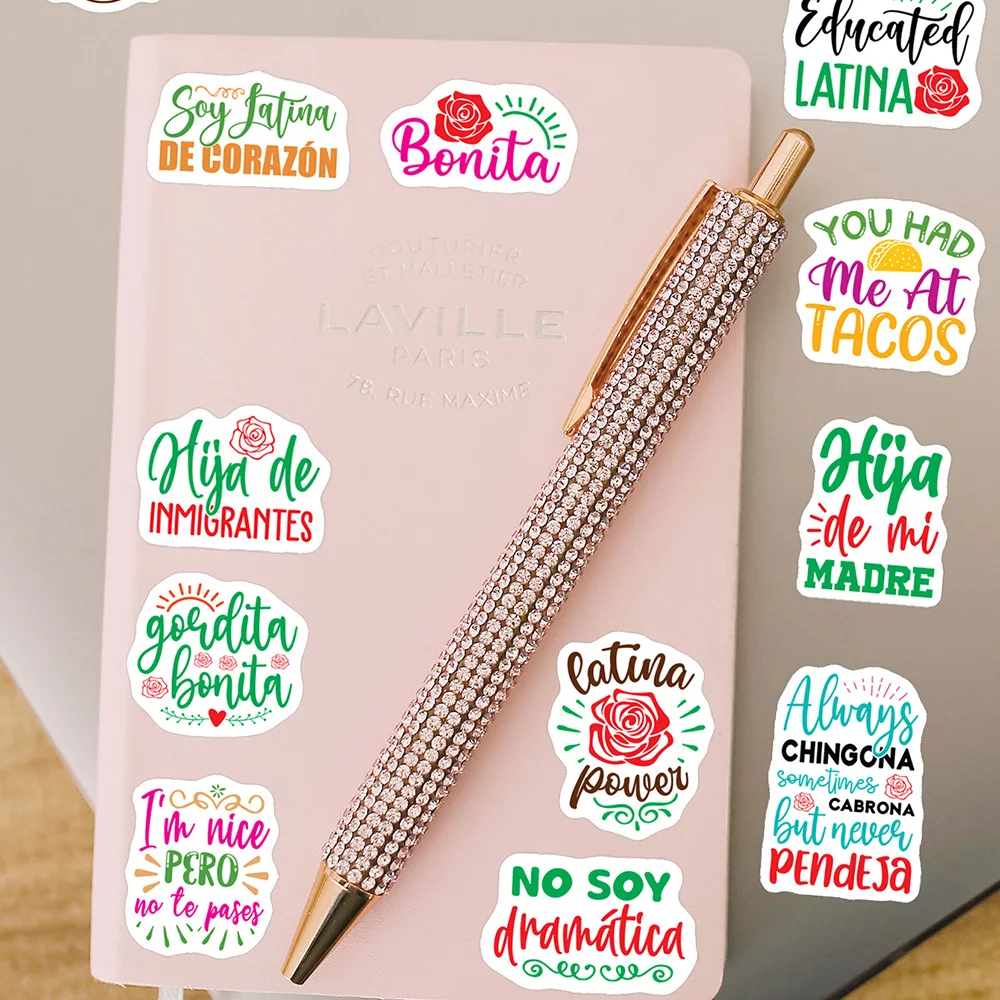 Spanish Sayings Latina Positive Quote Stickers 50pcs decorative stickers adhesive stickers decorative labels stickers