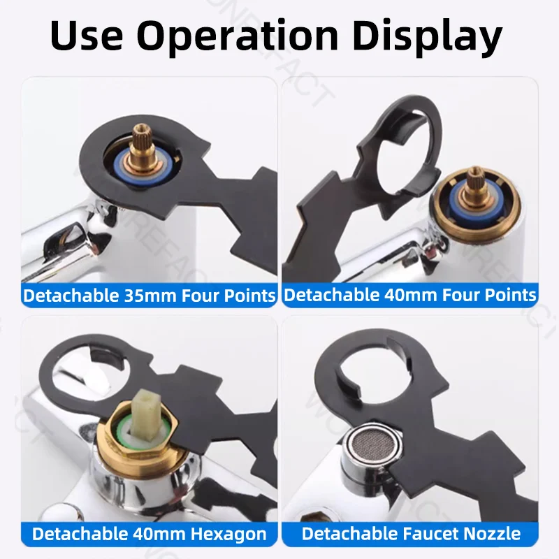 Faucet 6 in 1 Wrench Multi-Removal Tool Portable Multiple Models and Sizes Quick Installation Easy Removal Parts Accessories