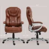 High Back Desk Chair with Swivel Wheels, Tilt Function, Executive Office Chair with Cushion & Adjustable Height, Brown 4