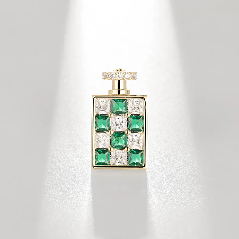 

New Summer Zircon Perfume Bottle Small Brooch Elegant Collar Pin for Office Lady Women Buckle Clothing Accessories Gifts