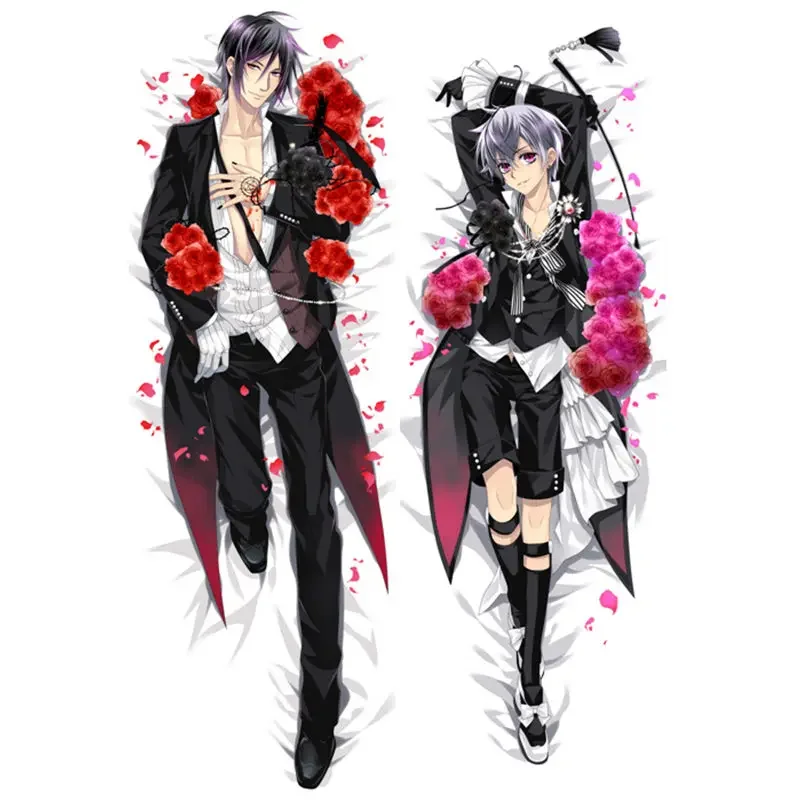

Черные наволочки для подушек в стиле аниме, Kuroshitsuji Dakimakura, сексуальные девушки, 3D двухстороннее постельное белье, обнимающая наволочка BB01A