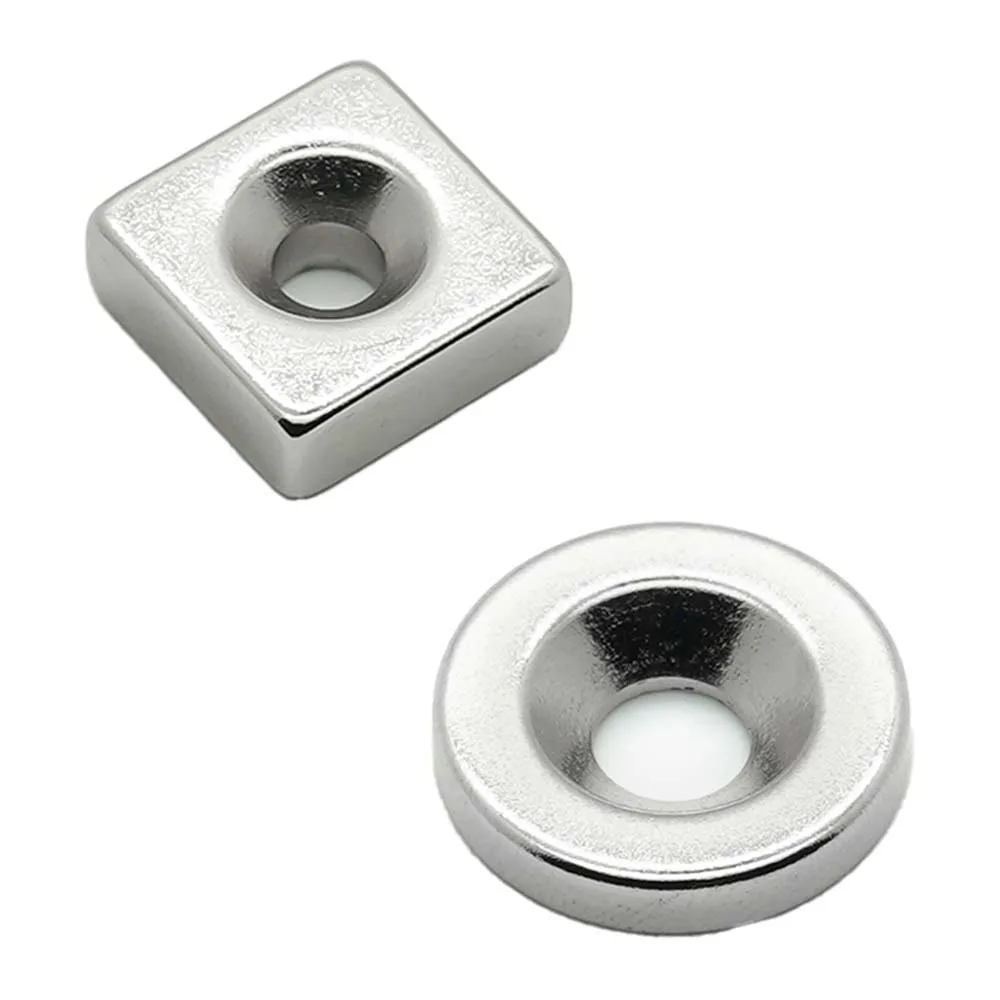 

1pcs Rectangle Neodymium Magnets with Unthreaded Countersunk Hole on One Side-Max.Temprature 80℃ L8-25mm Thick2-6mm ACTE-B2-FN