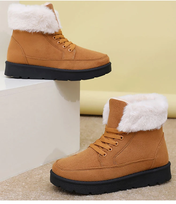 Women's Winter Snow Boots With Fur Lining And Low Heels_voghion.com