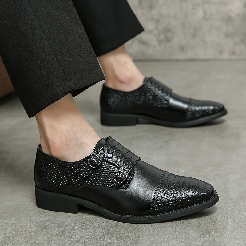 

New Vintage Designer Gentleman Monk Strap Leather Shoes Men Casual Loafers Business Formal Dress Footwear Sapatos Tenis Masculin