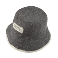 Wool felt sauna bucket hat for Russian Banya sauna hat gray for men and women 2