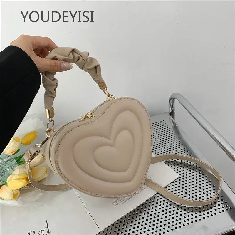 

Модная Наплечная Сумка YOUDEYISI в форме сердца, маленькие сумочки, дизайнерские сумки через плечо для женщин, однотонная сумка из искусственной кожи с верхней ручкой