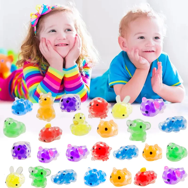 

5/10Pcs Mini Squishy Stress Balls Squeeze Ball Fidget Toys with Water Beads Animals Sensory Toy for Kid Adult Gifts Party Favors