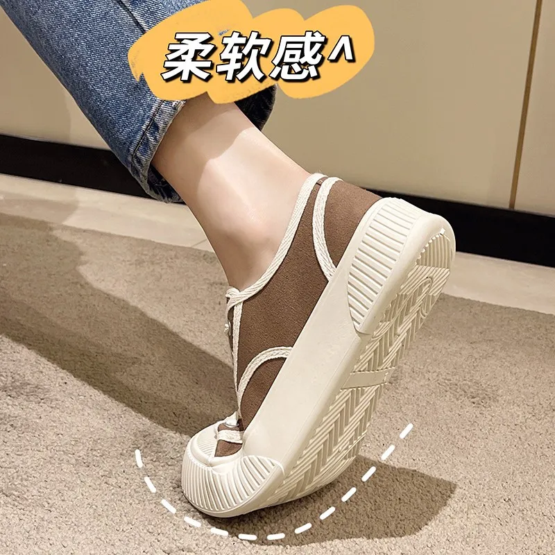 Sneakers Shoes Women Canvas Shoes Platform White Casual Shoes Fashion Sneakers Platform Basket Lace-Up Casual Chunky Shoes