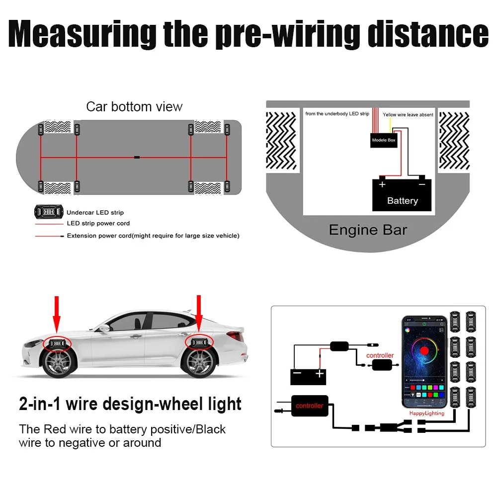 4/6/8 in 1 New LED Car LED Symphony Ambient Light Ambient Holding PCB Flexible