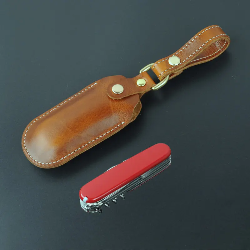 

Genuine Leather Knife Scabbard Tactical Tools Case Leather Cover for 91mm Army Folding Pocket Knife