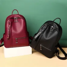 

Women Backpack New Pu Trend Fashion Solid Color School Bag Large Capacity Leisure All-match Female Backpack Purse сумка женская