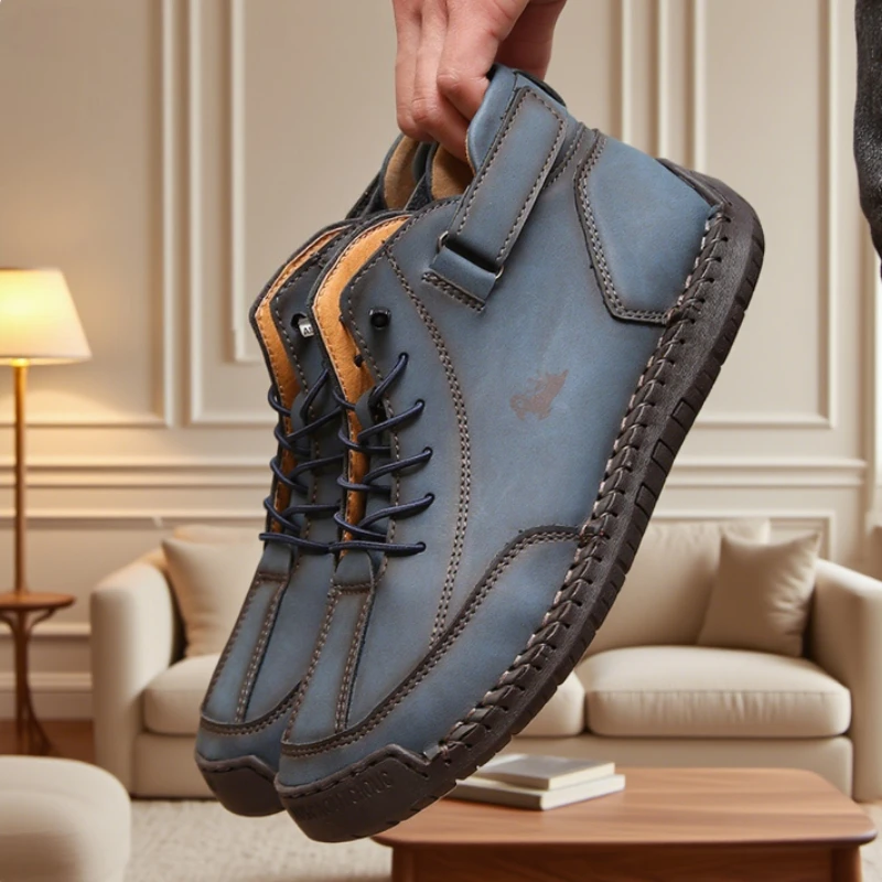 Handmade Leather Men's Shoes Casual Fashion Luxury Brand Soft Loafer Shoes Classic Anti Slip Men's Bare Boots Sneakers for Men