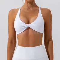SHINBENE Fitness Padded Front Twist Sports Bras for Women Yoga Crop Tank Top Back Cross Workout Gym Bra