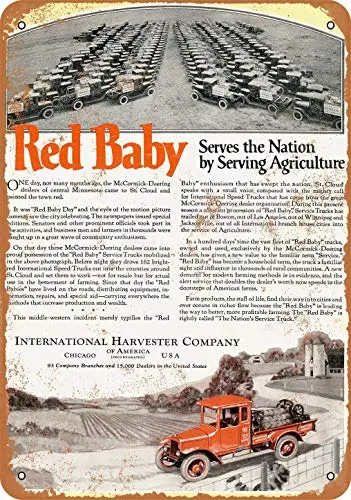 

Tin Sign 8x12 Inch 1923 International Harvester Red Baby Service Trucks Vintage Look Metal Sign
