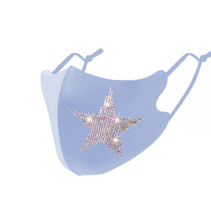 Sequined Mouth Masks For Women Ice Silk Face Cover Rhinestone Luxury Mouth-muffle Washable Reusable Fashion Mask For Women