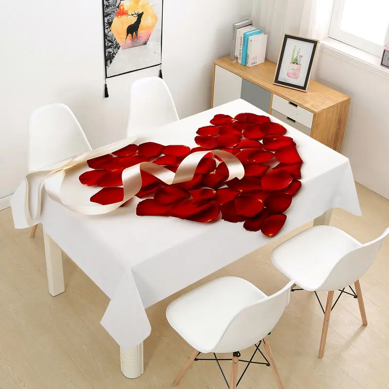 Red Rose Tablecloth for Wedding Decoration Party Coffee Party Table  Decoration Rectangular Valentine Table Cover Nappe De Table