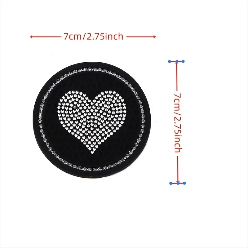 Car Coaster Car Mats Accessories 2pcs Heart-shaped Cup Holder Mat for Car