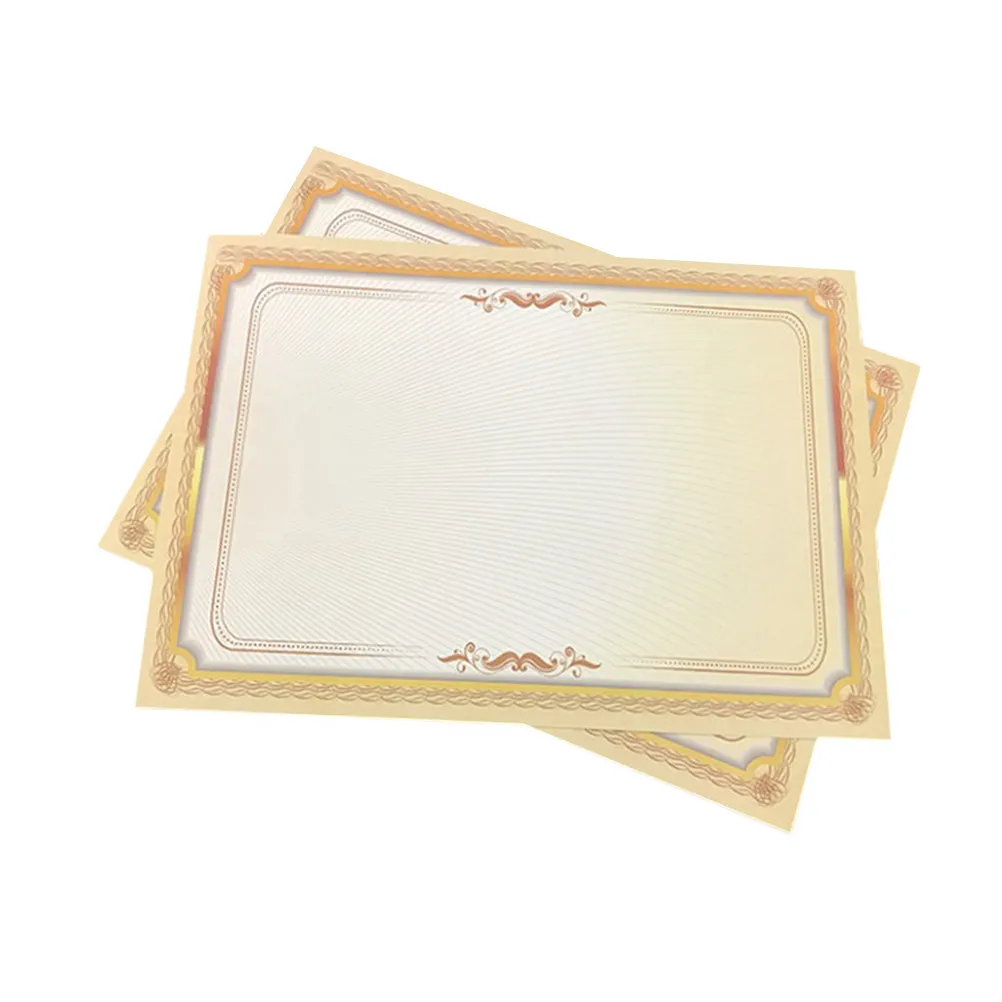 20pcs A4 그라디언트 골드 테두리 인증서 용지 학교용 수직 수평 형식 포일 씰 리본 인식 상패