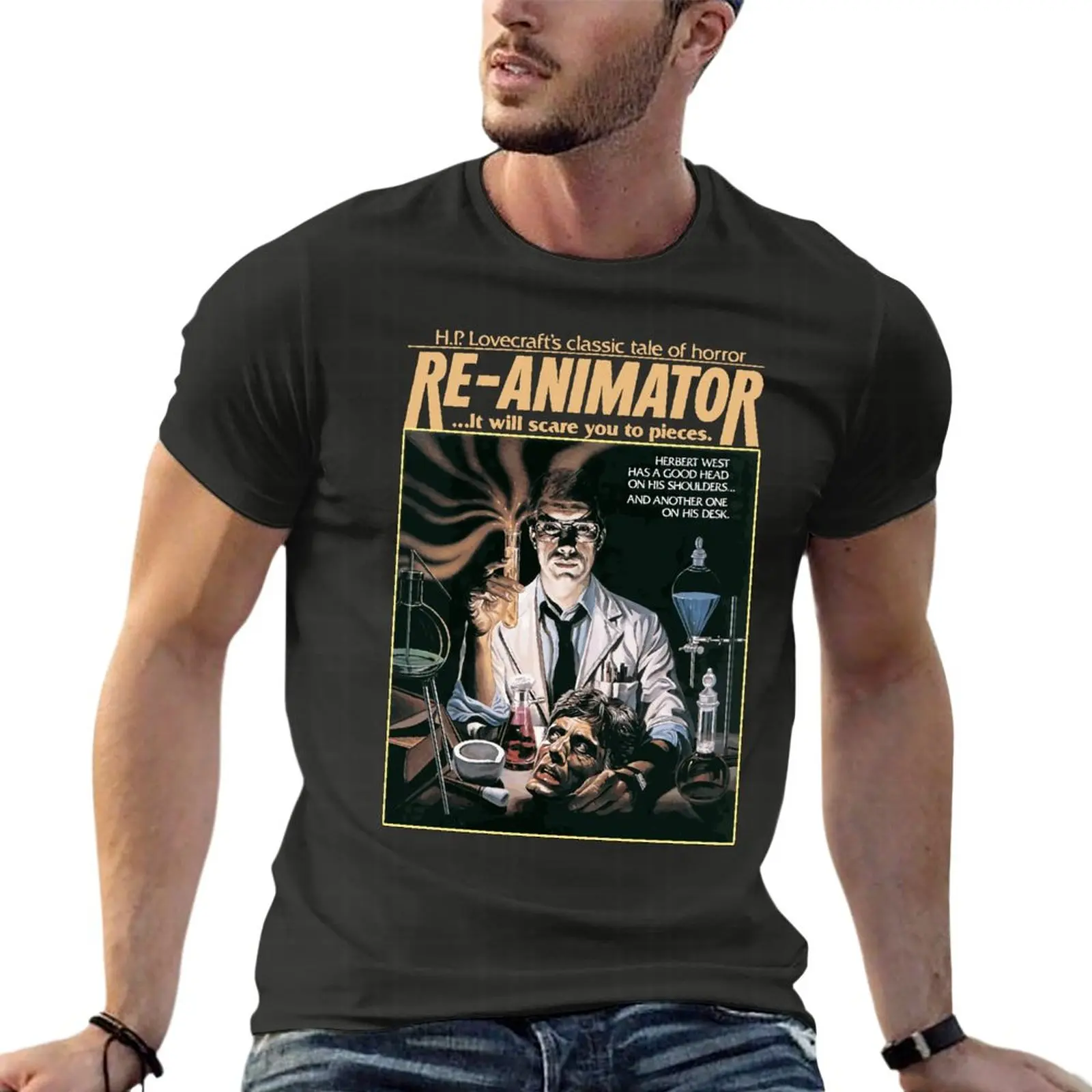 

Re-Animator - Reanimator Cult Film Obscure Horror Movie Oversize T-Shirt Fashion Men'S Clothing 100% Cotton Streetwear Large Siz